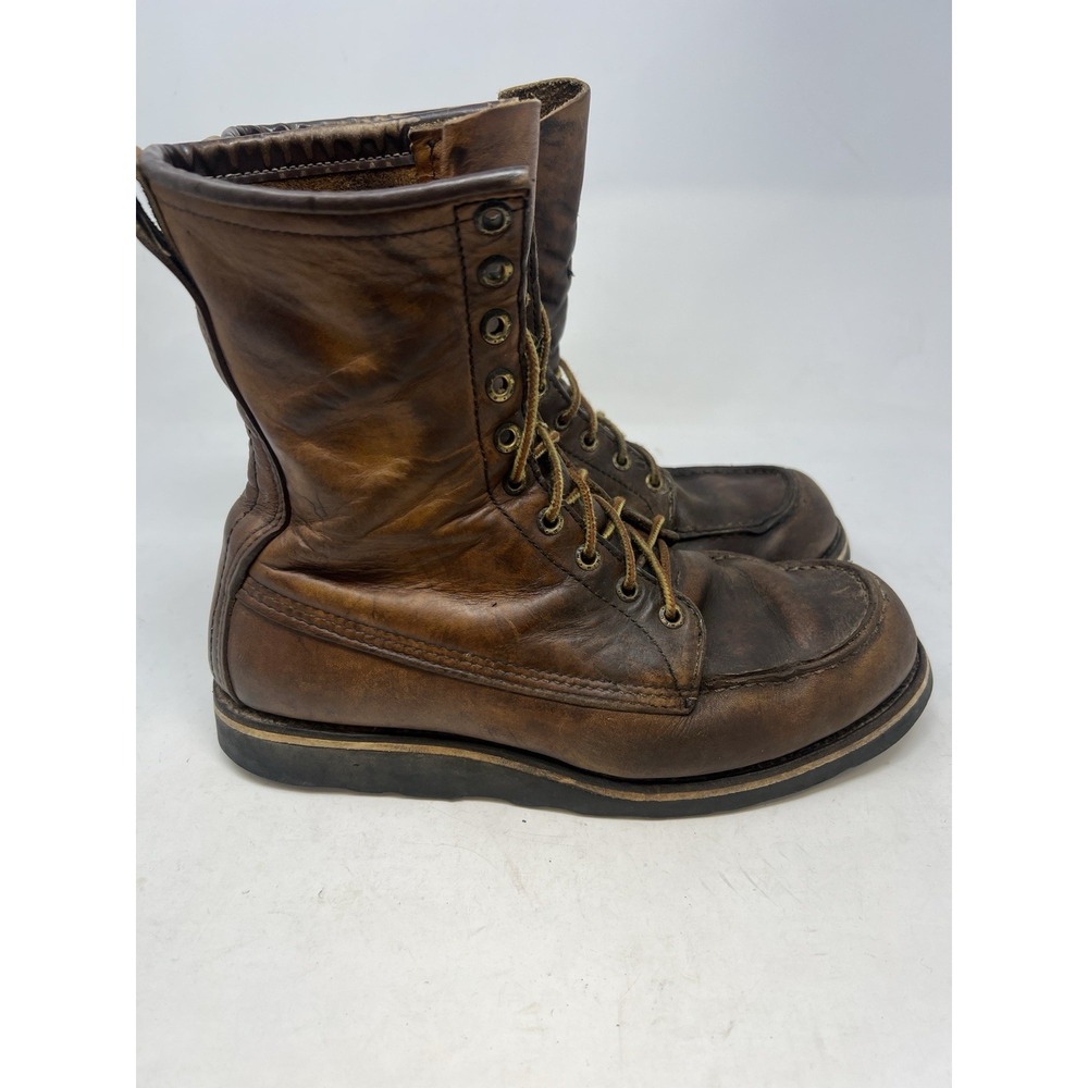 Vintage Red Wing 877 Moc Toe Boots Men's 9.5 D Brown Leather USA - Great Shape!